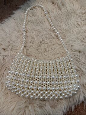 T.J.Maxx Pearl Beaded Shoulder Bag - Ivory Cream